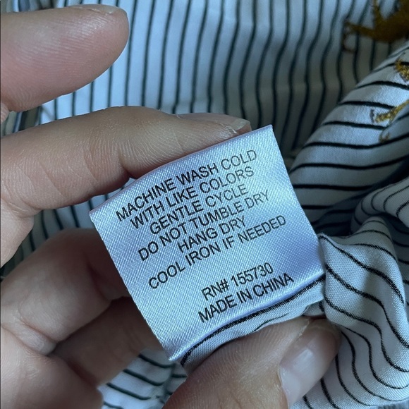 June & Delancey Cheetah Stripe Office Top Button Down Shirt - Picture 8 of 9